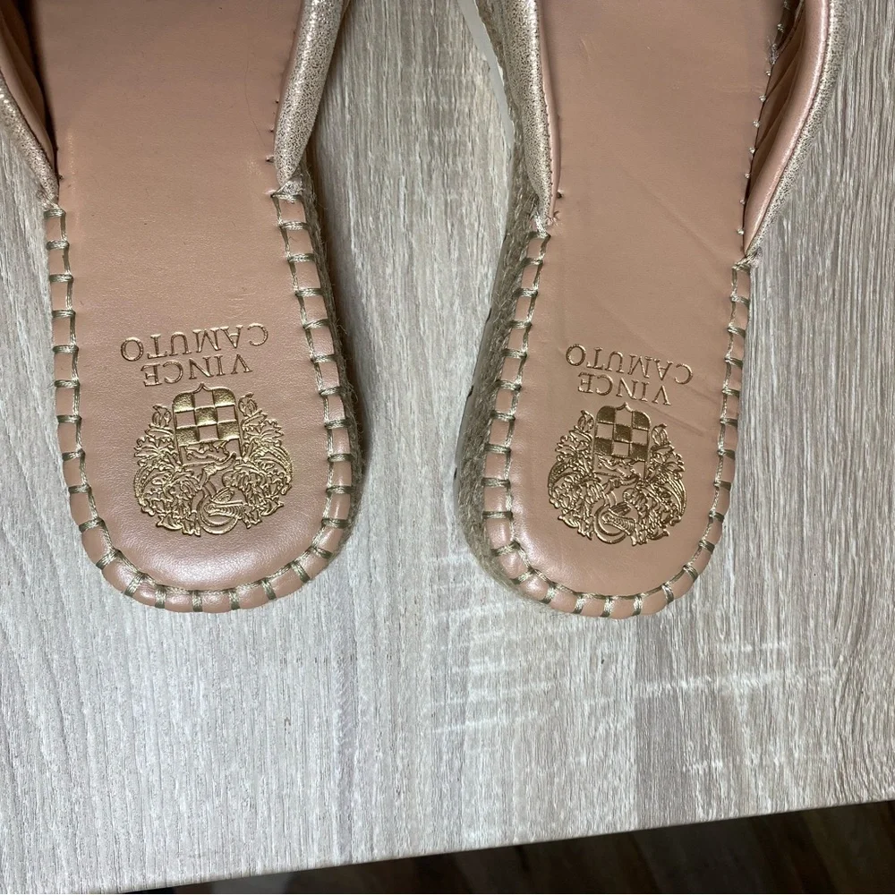 Vince Camuto Melysa Crossband Slide Sandals in Egyptian Gold - Picture 6 of 10